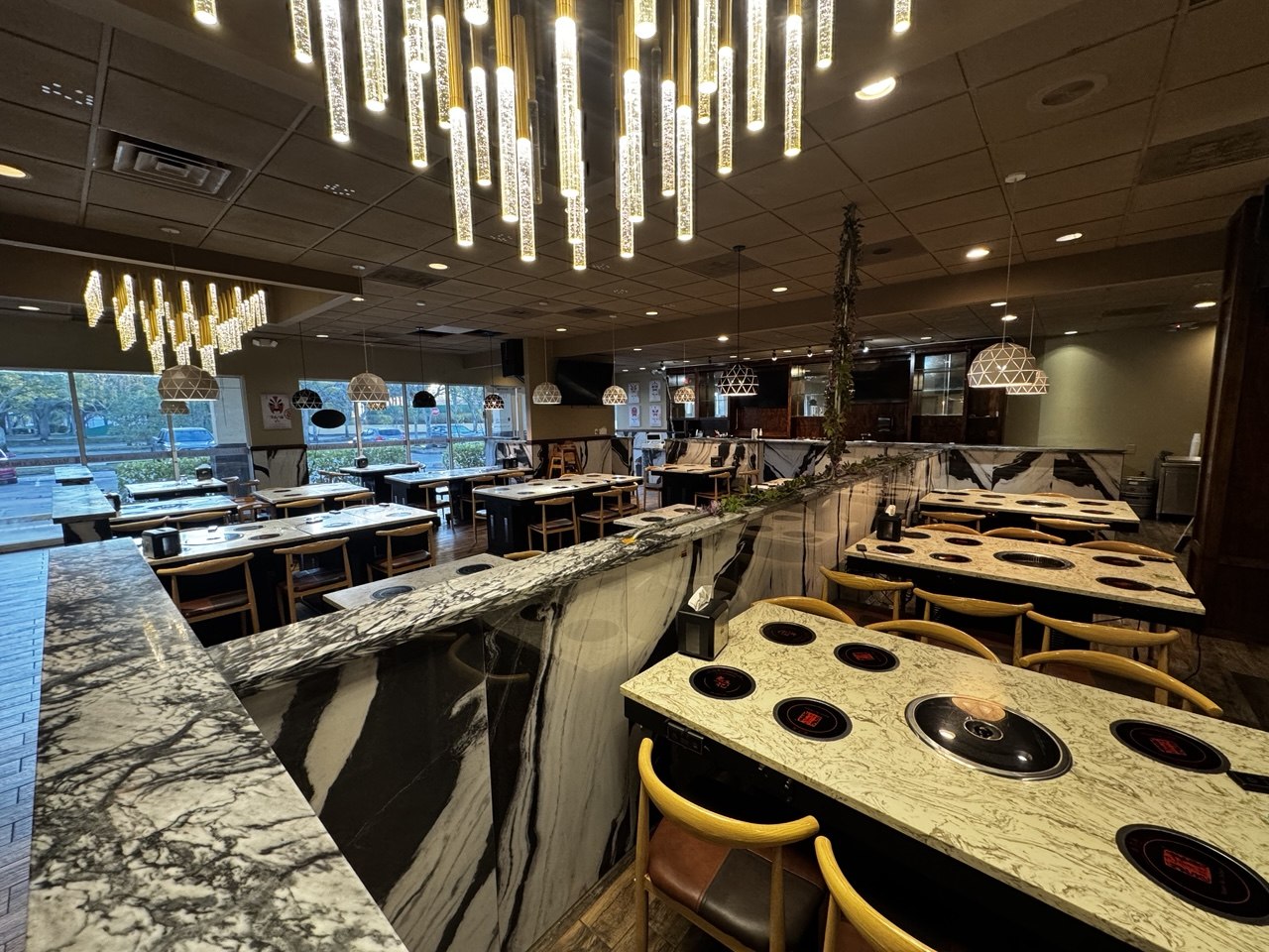 Closed hot pot restaurant dining room before asset auction