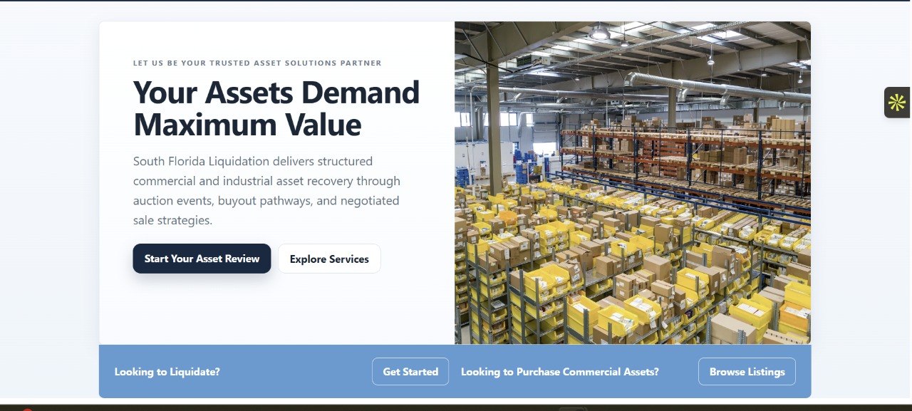 Warehouse project environment for commercial asset disposition